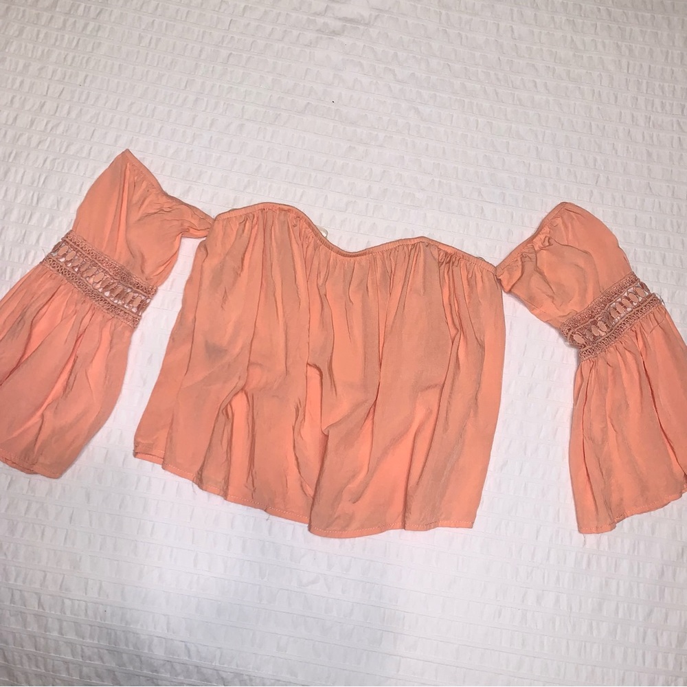 🔸 off shoulder peach bohemian boho top